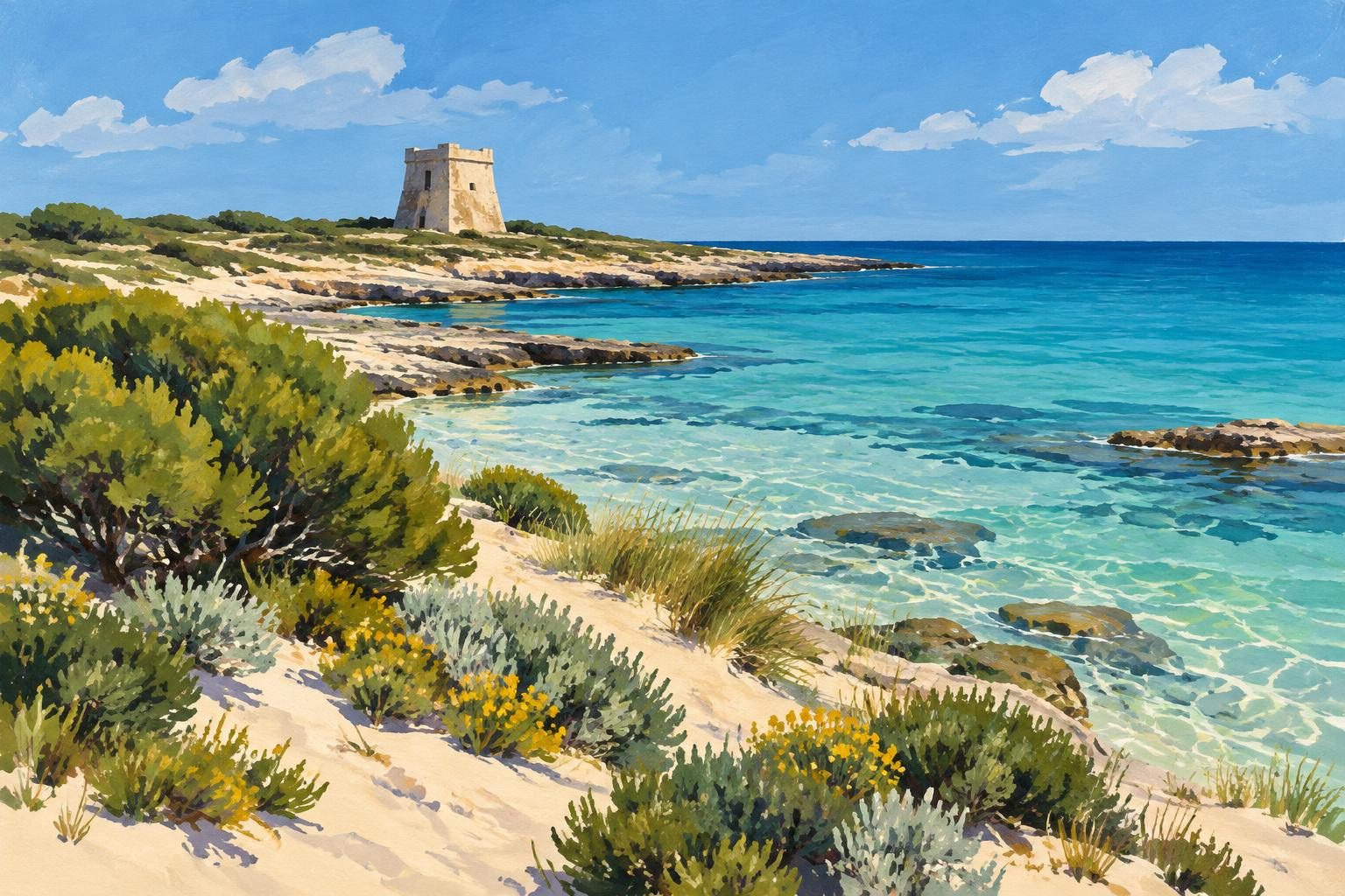 Un tratto di costa nel territorio di Porto Cesareo.