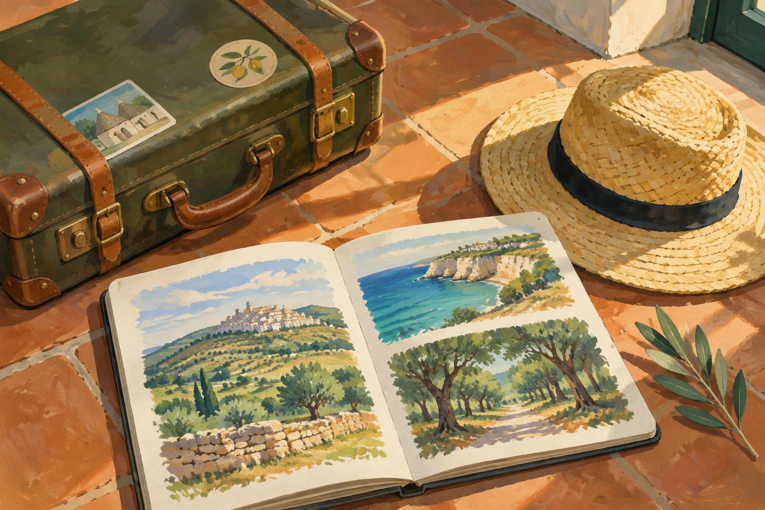 Illustrazione di un viaggio in Puglia articolato in più soggiorni.